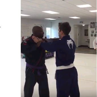 Brazilian Jiu-Jitsu Self-Defense Two Hands Pushing Against Throat